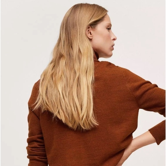 MNG Women's Turtle Neck, polo neck knitted sweater in brown XS - Picture 6 of 9